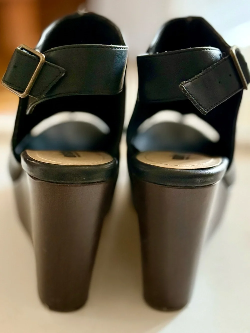 Unlisted Black Open-Toe Platform Ankle-Heels - Picture 7 of 8